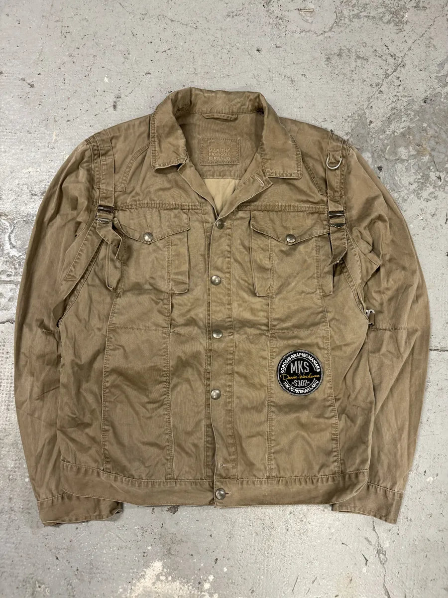 2000s Marithé + François Girbaud Bondage Straps Khaki Tactical Shirt Jacket sJtjYpy 0