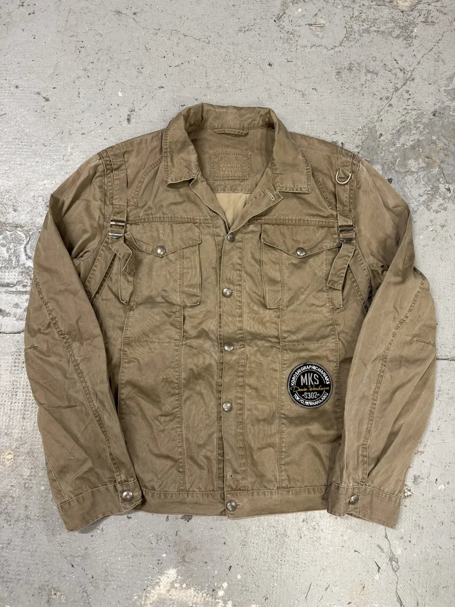 2000s Marithé + François Girbaud Bondage Straps Khaki Tactical Shirt Jacket sJtjYpy 6