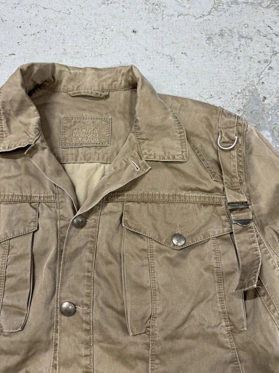 2000s Marithé + François Girbaud Bondage Straps Khaki Tactical Shirt Jacket sJtjYpy 7