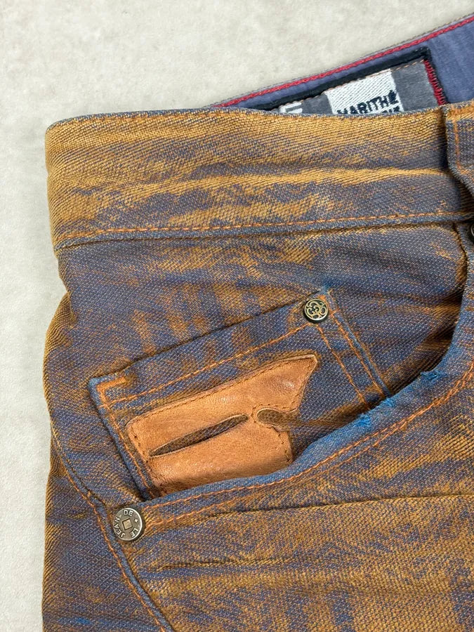 FW2003 Marithé + François Girbaud Brown & Navy Velvet Pants BnmEwHY 7