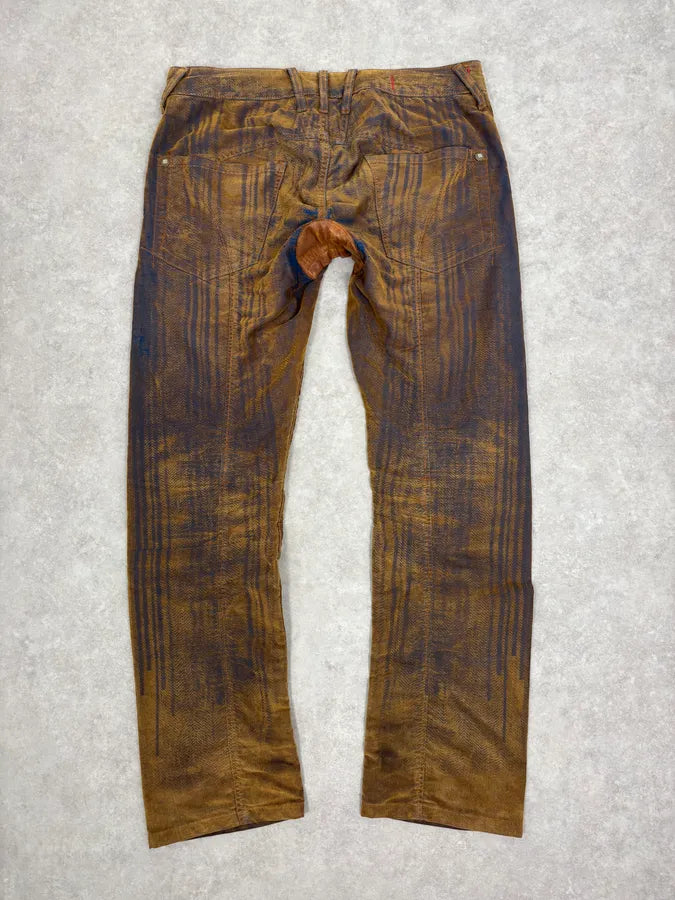 FW2003 Marithé + François Girbaud Brown & Navy Velvet Pants BnmEwHY 6