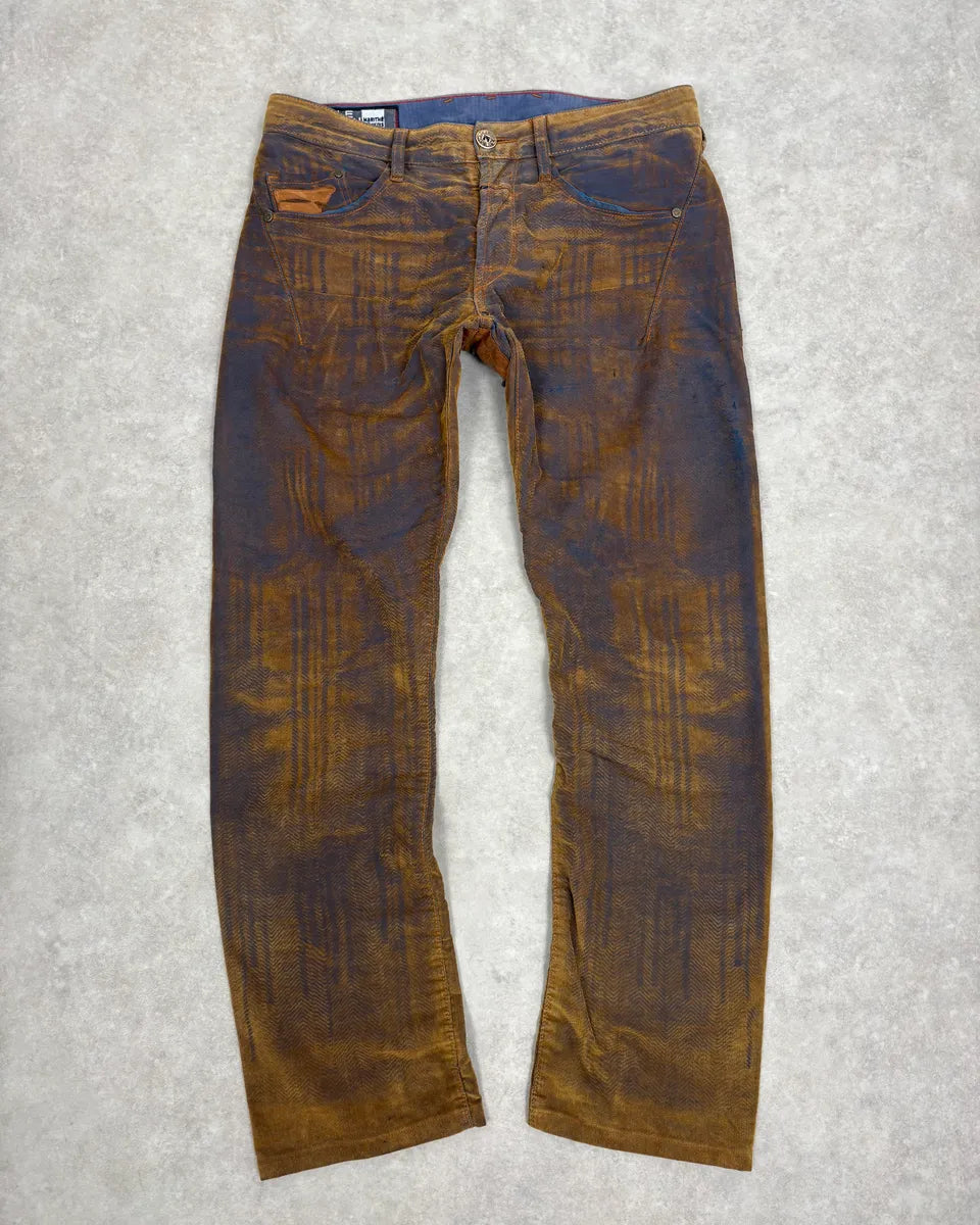 FW2003 Marithé + François Girbaud Brown & Navy Velvet Pants BnmEwHY 0