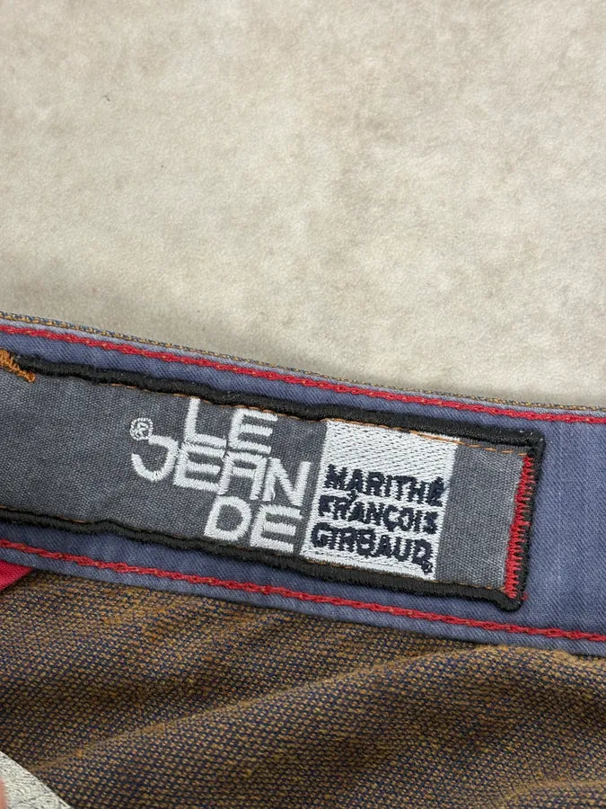 FW2003 Marithé + François Girbaud Brown & Navy Velvet Pants BnmEwHY 10