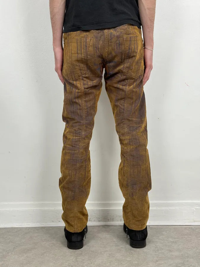 FW2003 Marithé + François Girbaud Brown & Navy Velvet Pants BnmEwHY 3