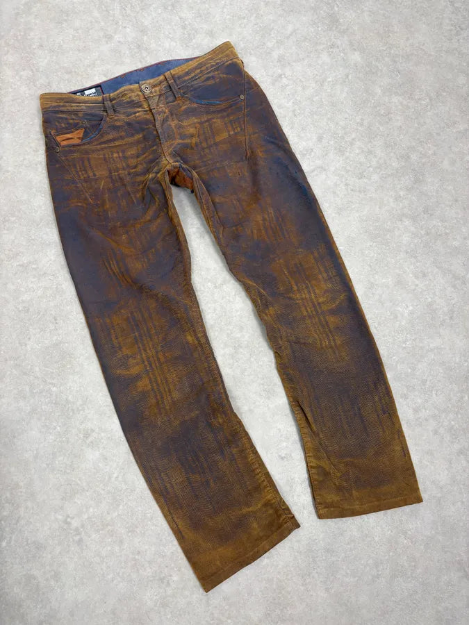 FW2003 Marithé + François Girbaud Brown & Navy Velvet Pants BnmEwHY 4