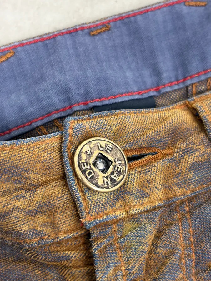 FW2003 Marithé + François Girbaud Brown & Navy Velvet Pants BnmEwHY 9