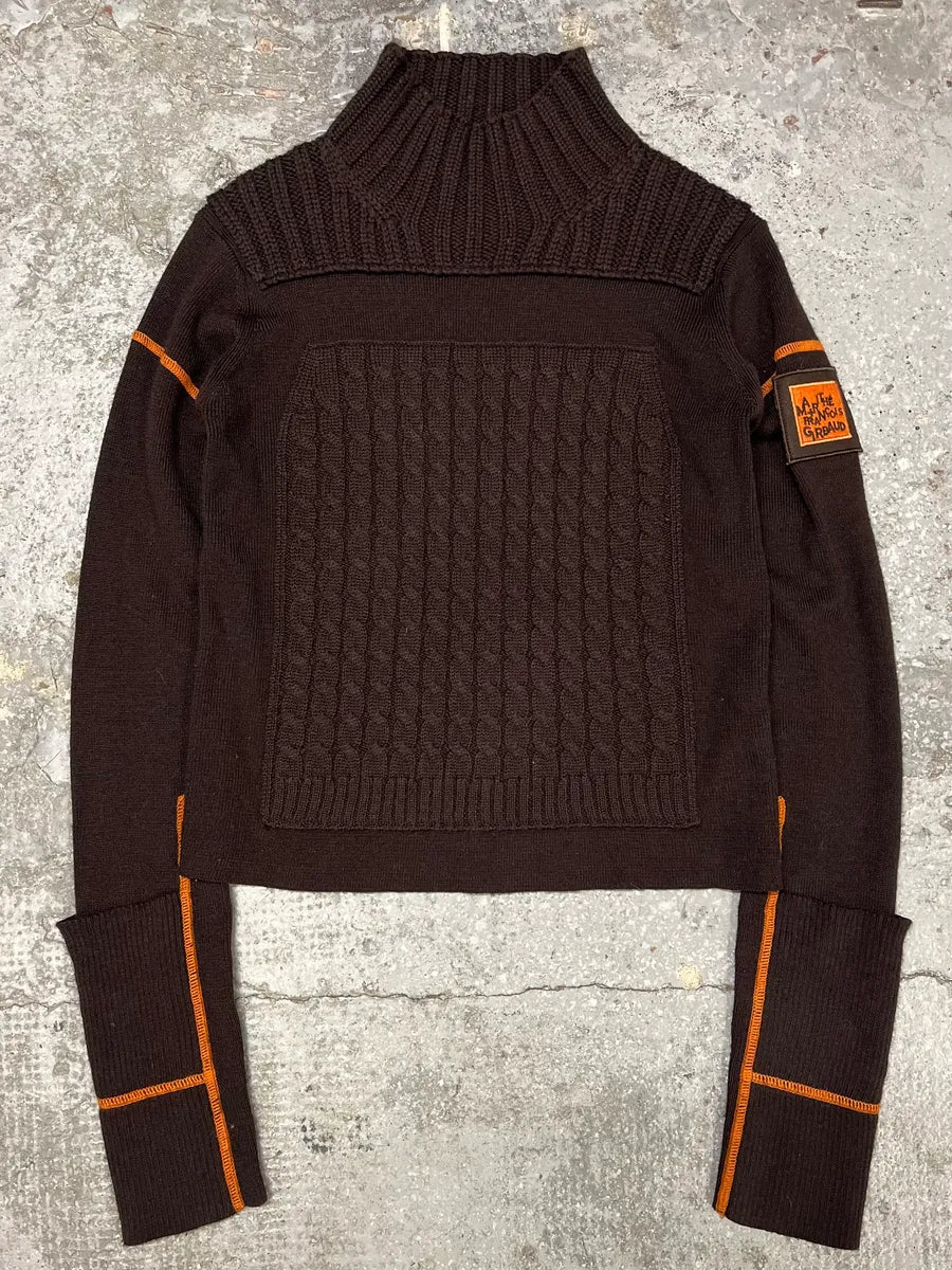 2000s Marithé + François Girbaud Brown & Orange Contemporary Turtleneck (S/M) qJVPdgN 0