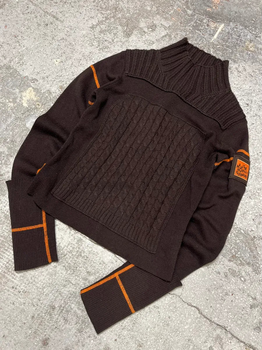 2000s Marithé + François Girbaud Brown & Orange Contemporary Turtleneck (S/M) qJVPdgN 3