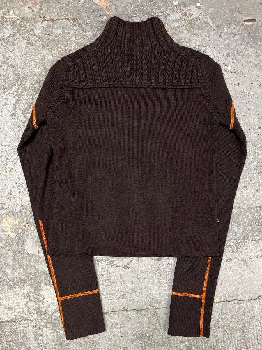 2000s Marithé + François Girbaud Brown & Orange Contemporary Turtleneck (S/M) qJVPdgN 7