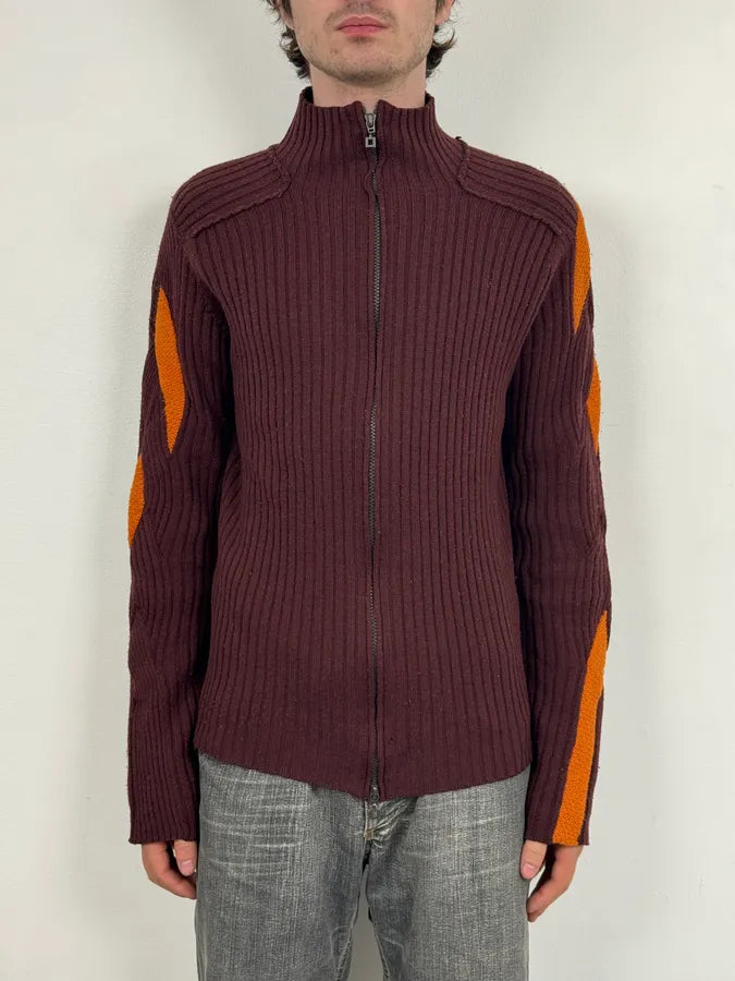 2000s Marithé + François Girbaud Brown & Orange Zip-Up Sweater PywmBvF 1