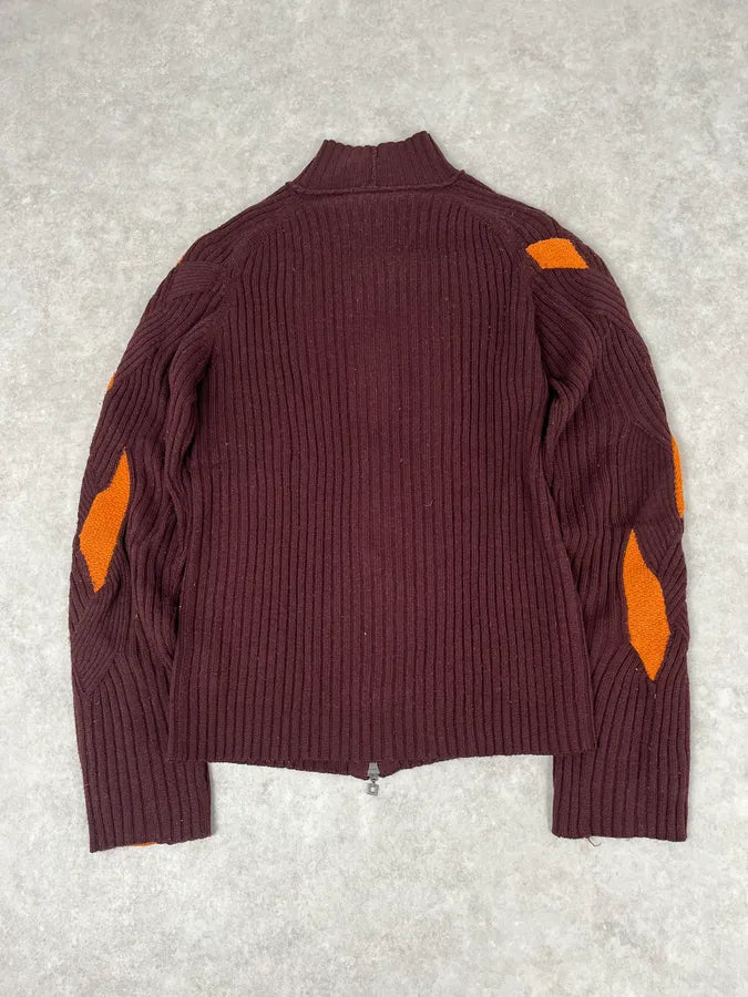 2000s Marithé + François Girbaud Brown & Orange Zip-Up Sweater PywmBvF 5