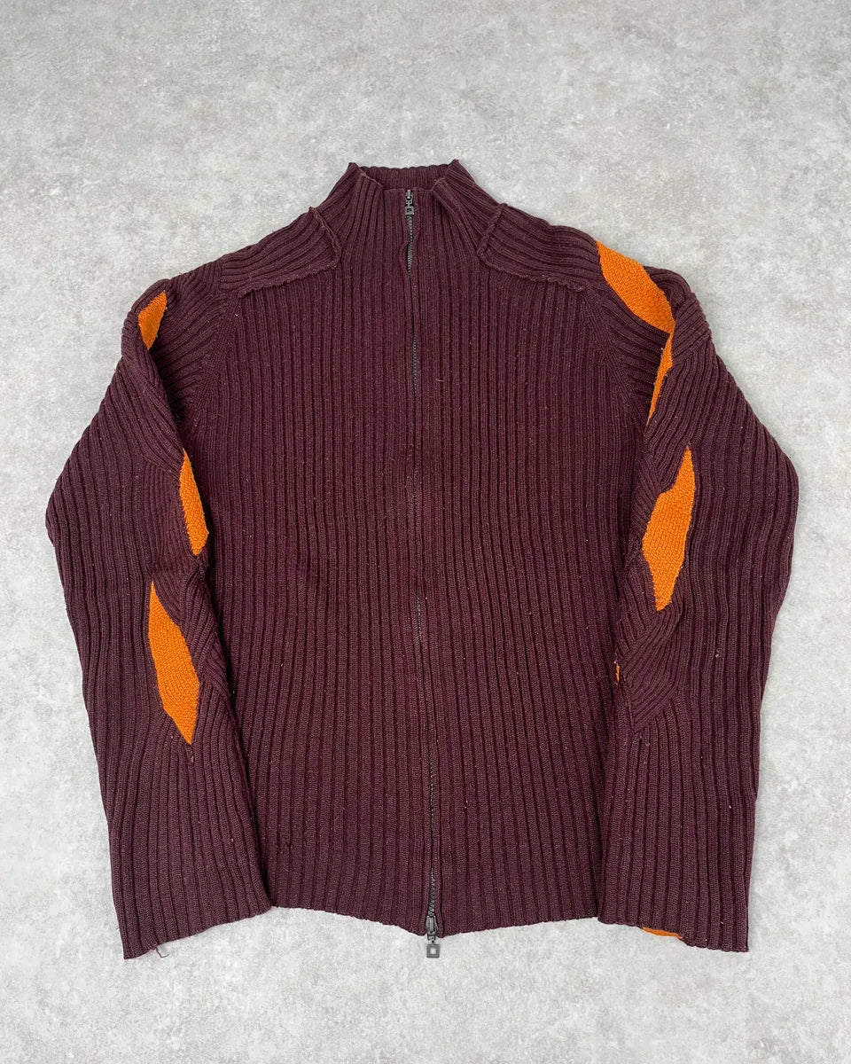 2000s Marithé + François Girbaud Brown & Orange Zip-Up Sweater PywmBvF 0