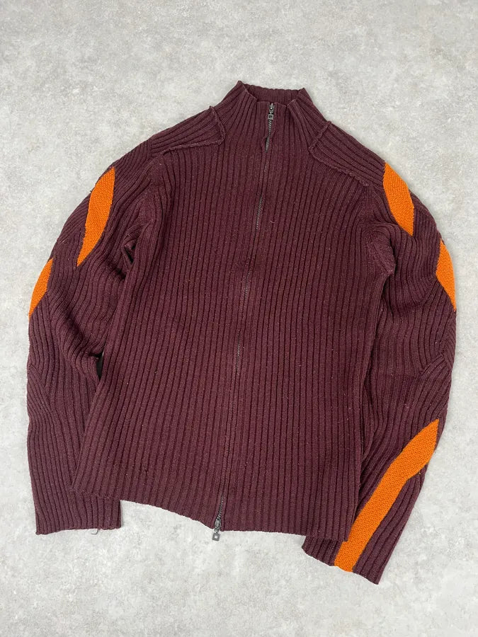 2000s Marithé + François Girbaud Brown & Orange Zip-Up Sweater PywmBvF 3