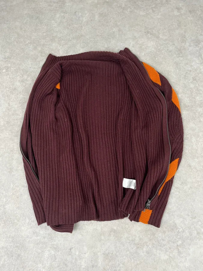 2000s Marithé + François Girbaud Brown & Orange Zip-Up Sweater PywmBvF 8