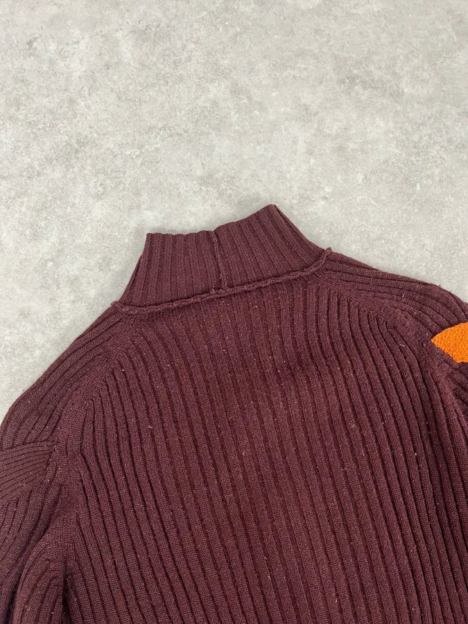 2000s Marithé + François Girbaud Brown & Orange Zip-Up Sweater PywmBvF 6