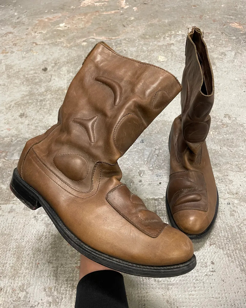2000s Marithé + François Girbaud Brown Ankle Leather Boots VJljChi 0