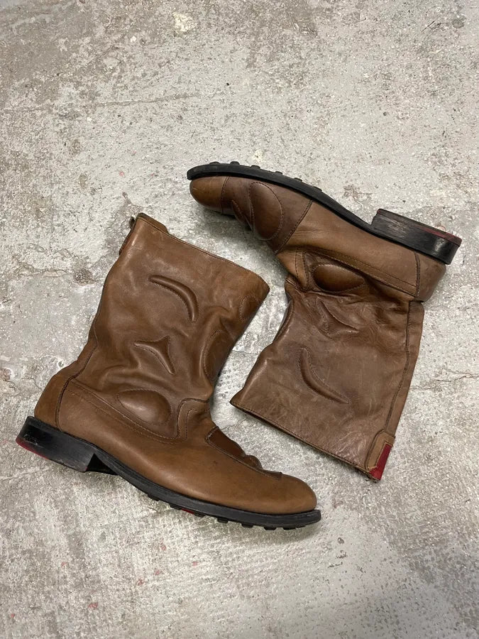 2000s Marithé + François Girbaud Brown Ankle Leather Boots VJljChi 4