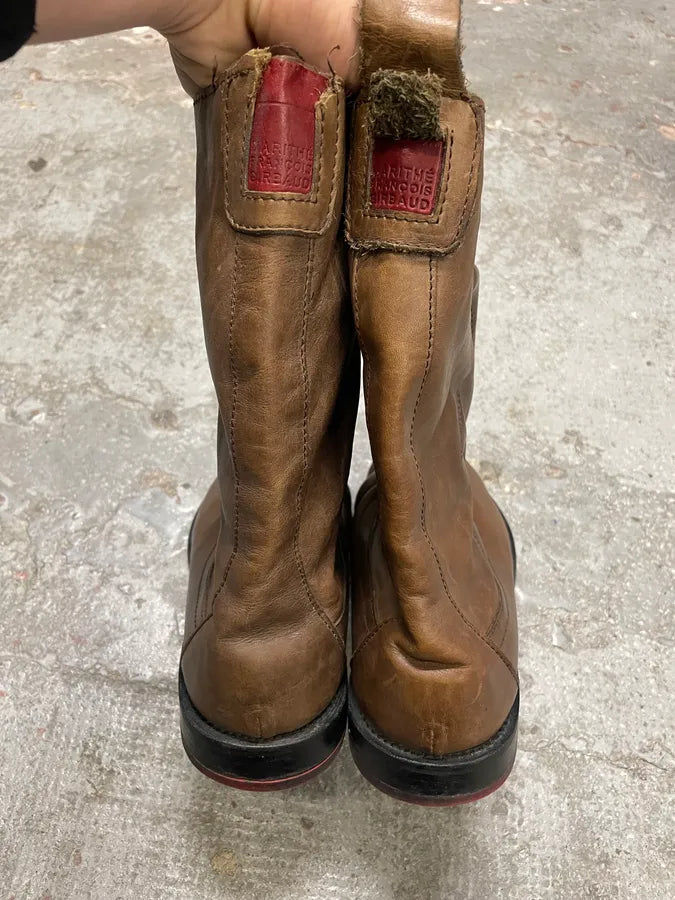 2000s Marithé + François Girbaud Brown Ankle Leather Boots VJljChi 5