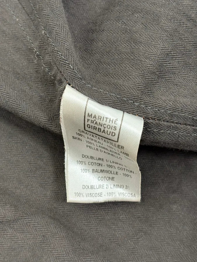 SS2003 Marithé + François Girbaud Brown Asymmetrical Buttoned Leather Jacket vchgHeh 11