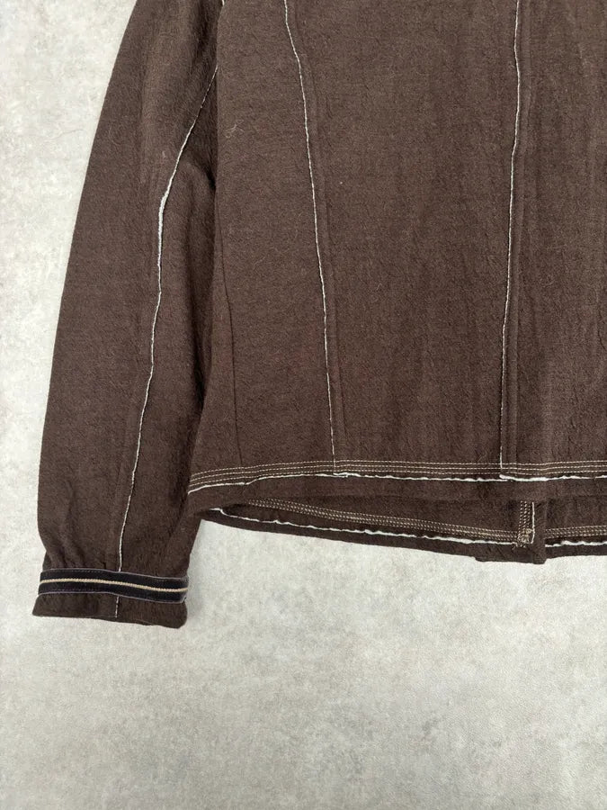 2000s Marithé + François Girbaud Brown Buttoned Cardigan Jacket VCJvCLi 6