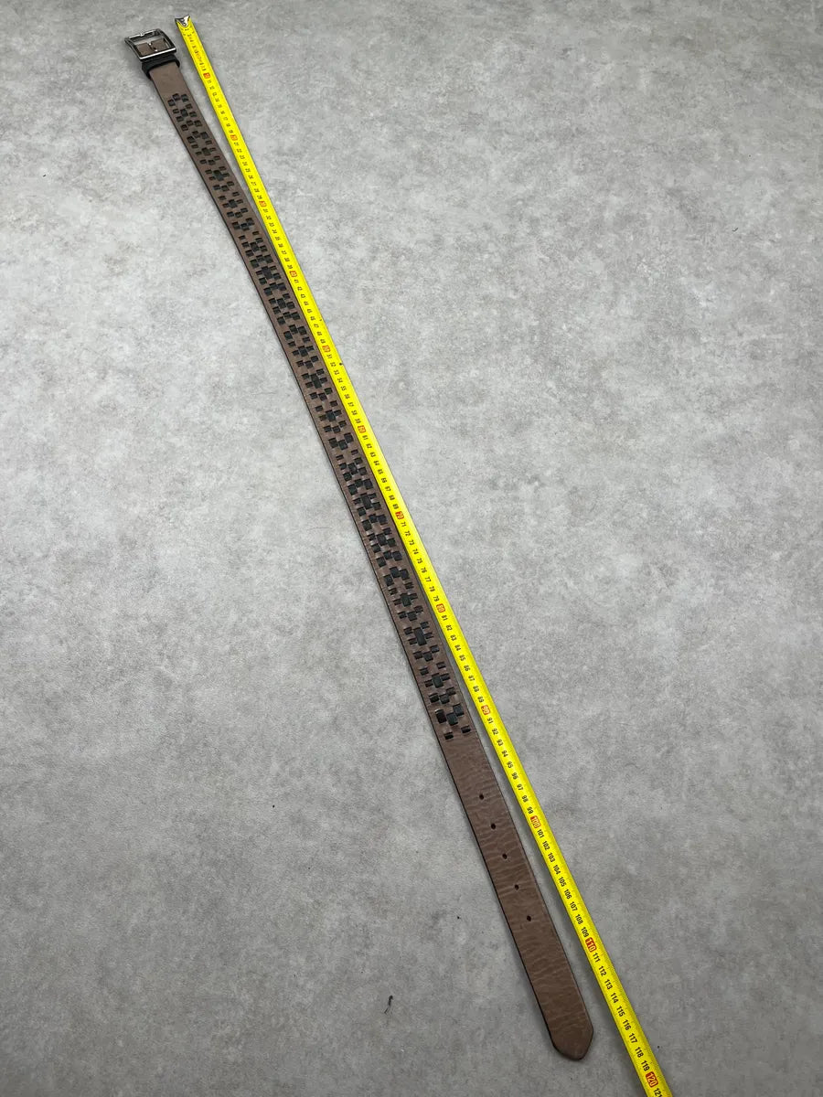 2000s Marithé + François Girbaud Brown Leather Crosshatch Belt cviMkyA 8