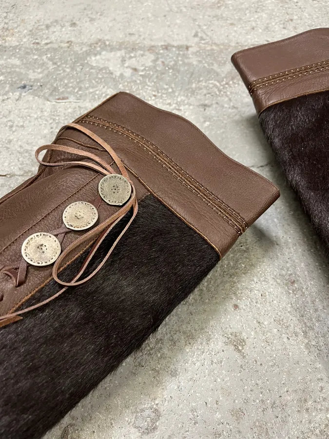 2000s Marithé + François Girbaud Brown Pony Hair Buttoned Leather Boots (40eu/us7) gNmhrbQ 6