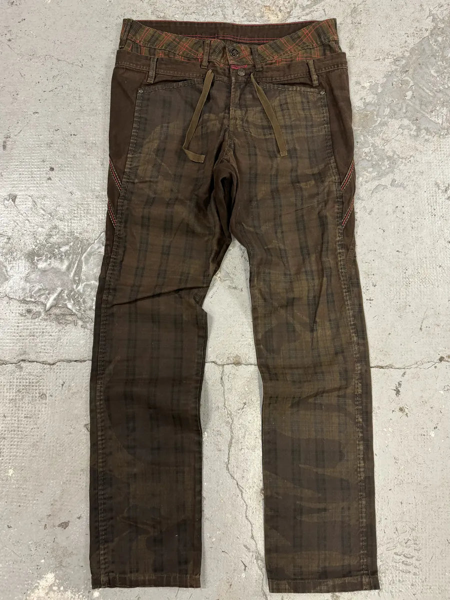2000s Marithé + François Girbaud Brown Tartan Deconstructed Rebel Pants aWZzJJK 0