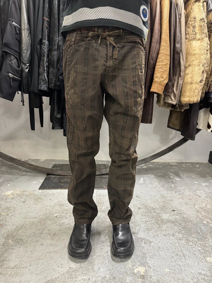 2000s Marithé + François Girbaud Brown Tartan Deconstructed Rebel Pants aWZzJJK 2