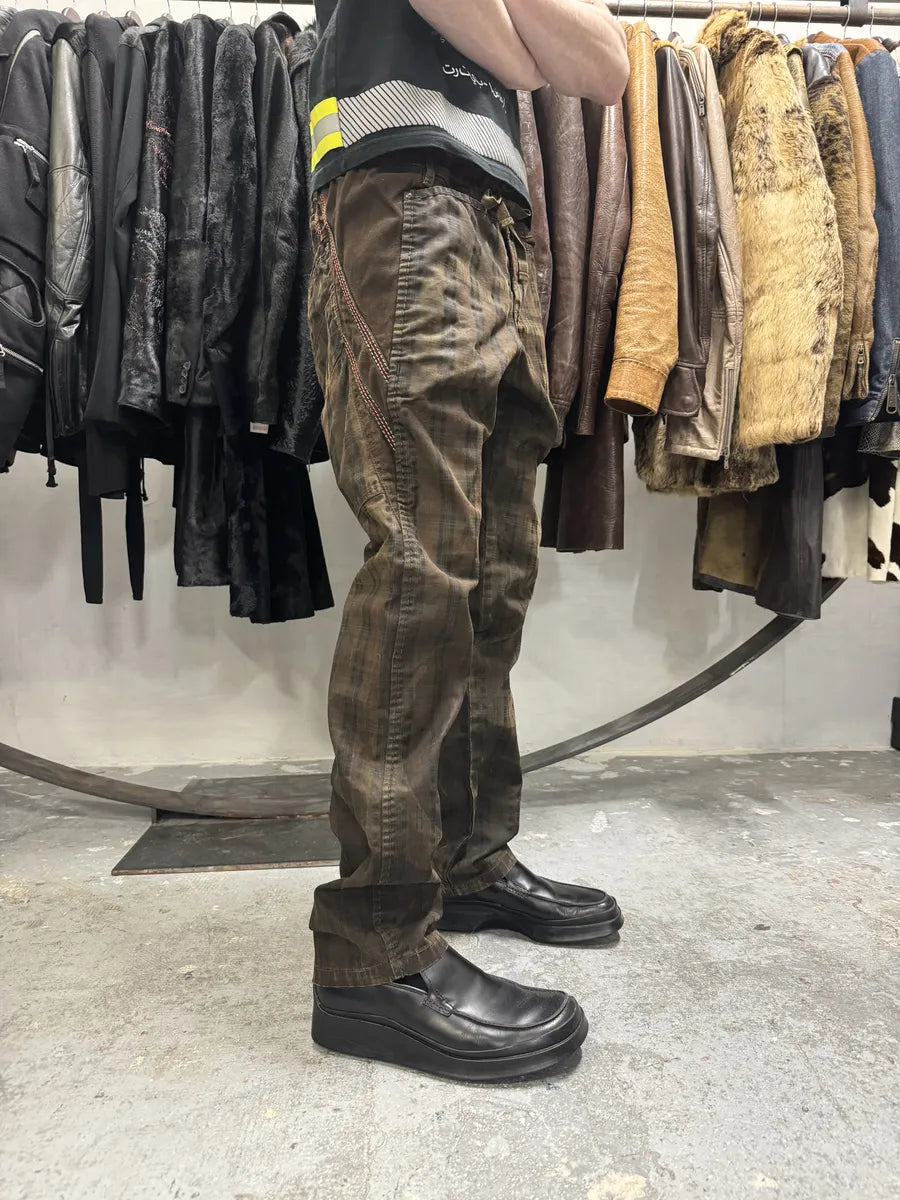 2000s Marithé + François Girbaud Brown Tartan Deconstructed Rebel Pants aWZzJJK 3