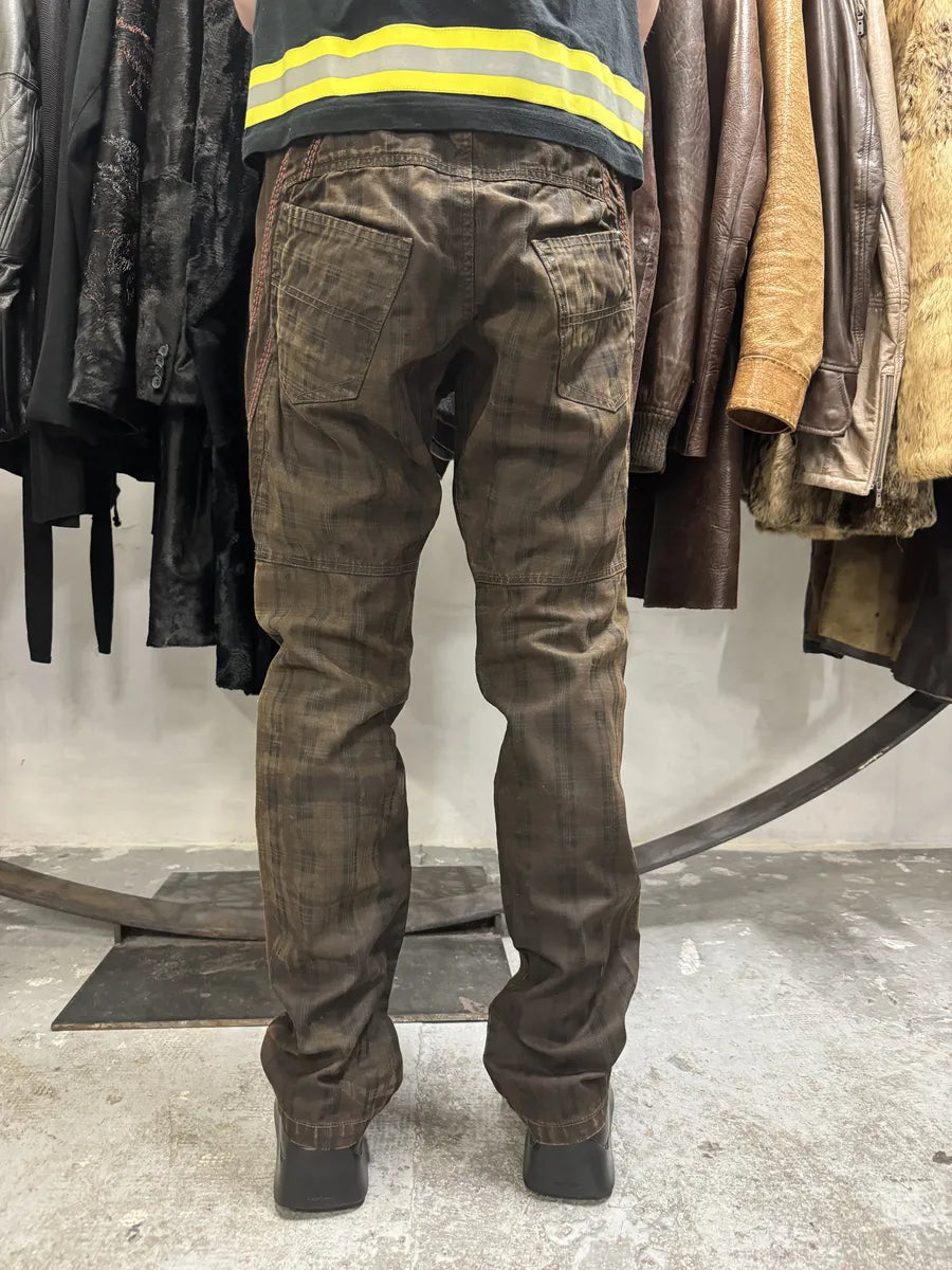2000s Marithé + François Girbaud Brown Tartan Deconstructed Rebel Pants aWZzJJK 4