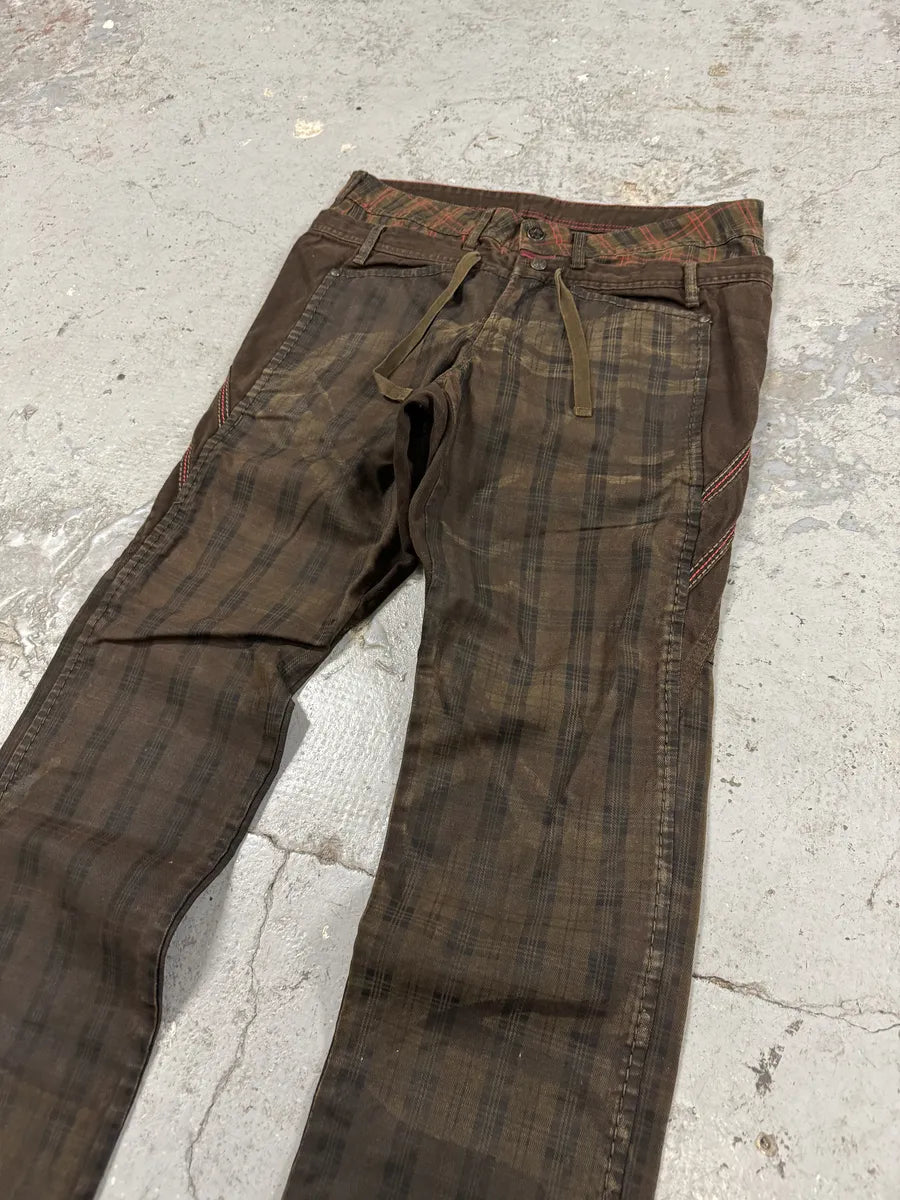 2000s Marithé + François Girbaud Brown Tartan Deconstructed Rebel Pants aWZzJJK 6