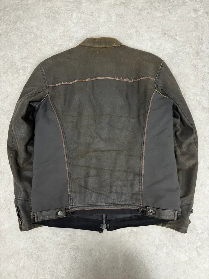 2000s Marithé + François Girbaud Brown Vegan Leather Eroded Jacket QRMeqDt 3