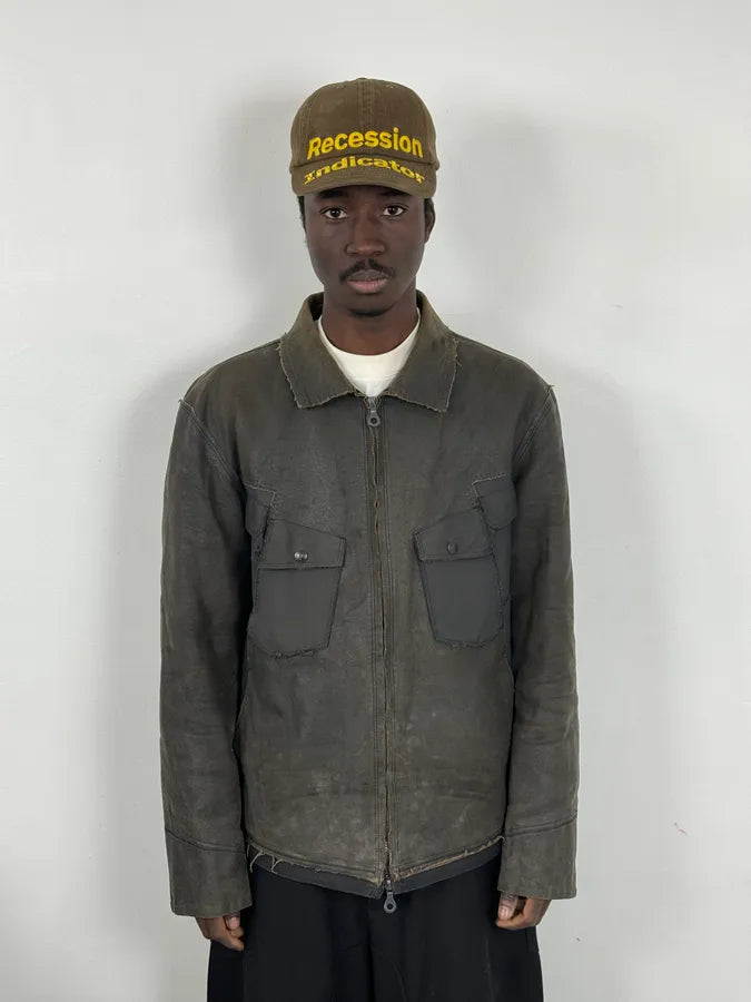 2000s Marithé + François Girbaud Brown Vegan Leather Eroded Jacket QRMeqDt 1