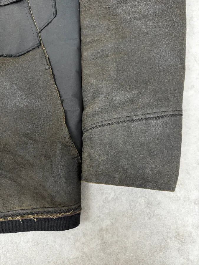 2000s Marithé + François Girbaud Brown Vegan Leather Eroded Jacket QRMeqDt 8