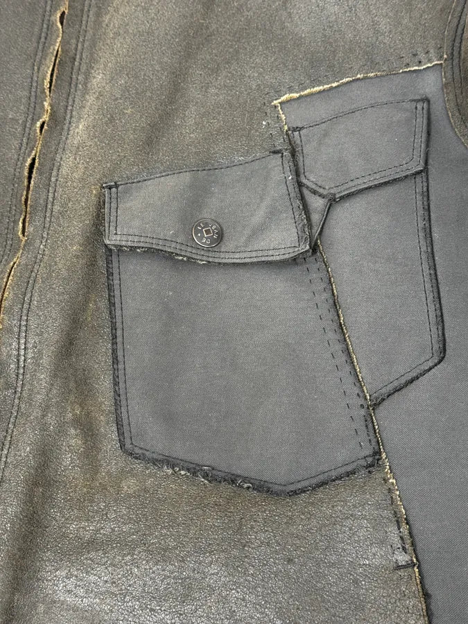 2000s Marithé + François Girbaud Brown Vegan Leather Eroded Jacket QRMeqDt 7