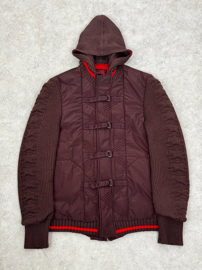 2000s Marithé + François Girbaud Bordeaux Wool & Nylon Hybrid Jacket dfowjlO 0