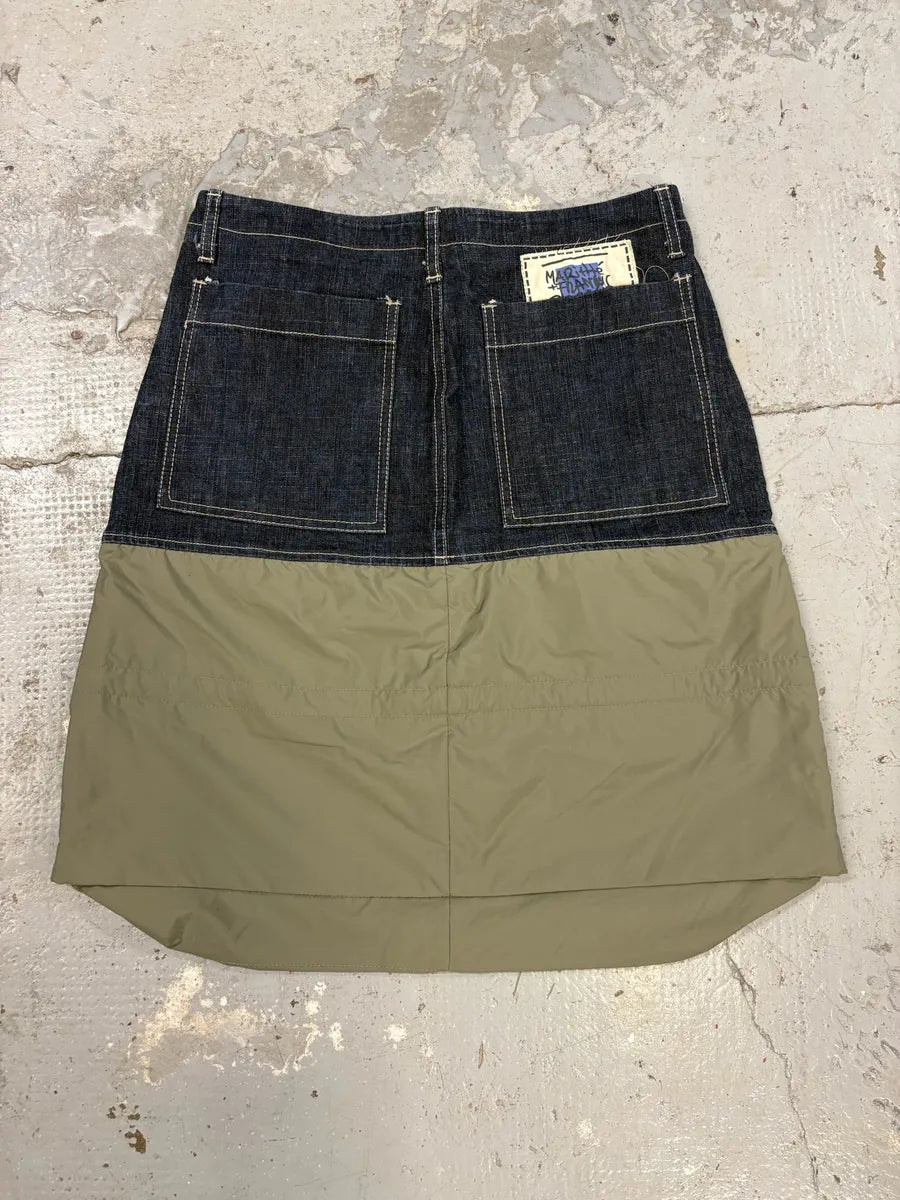2000s Marithé + François Girbaud Brut Denim Hybrid Olive Nylon Skirt XHARtwD 1