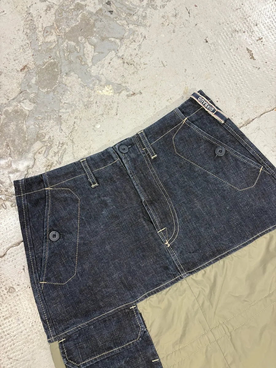 2000s Marithé + François Girbaud Brut Denim Hybrid Olive Nylon Skirt XHARtwD 7