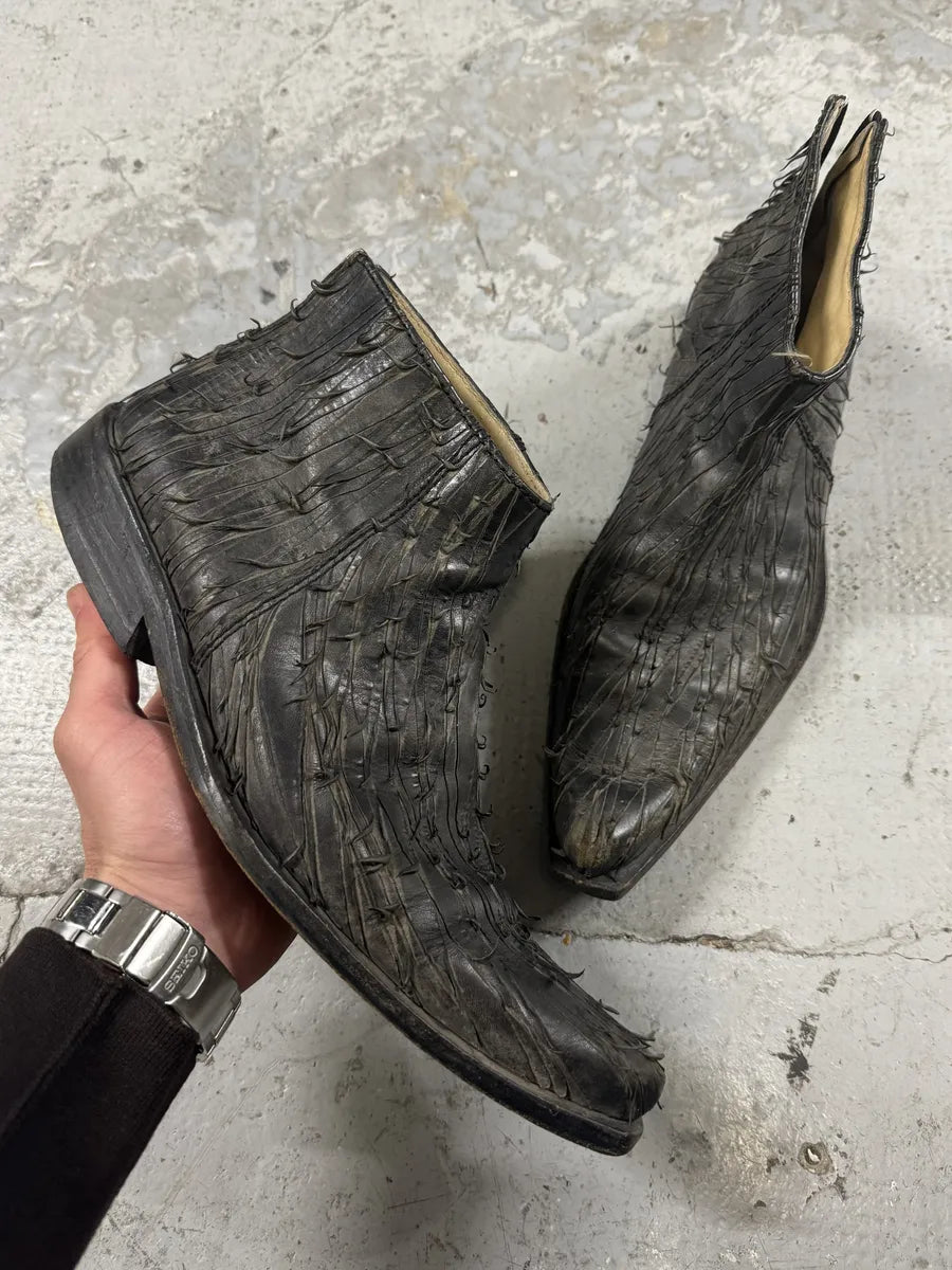 2000s Marithé + François Girbaud Brut Leather Distressed Boots (40.5eu/us7.5) eBWBlho 0