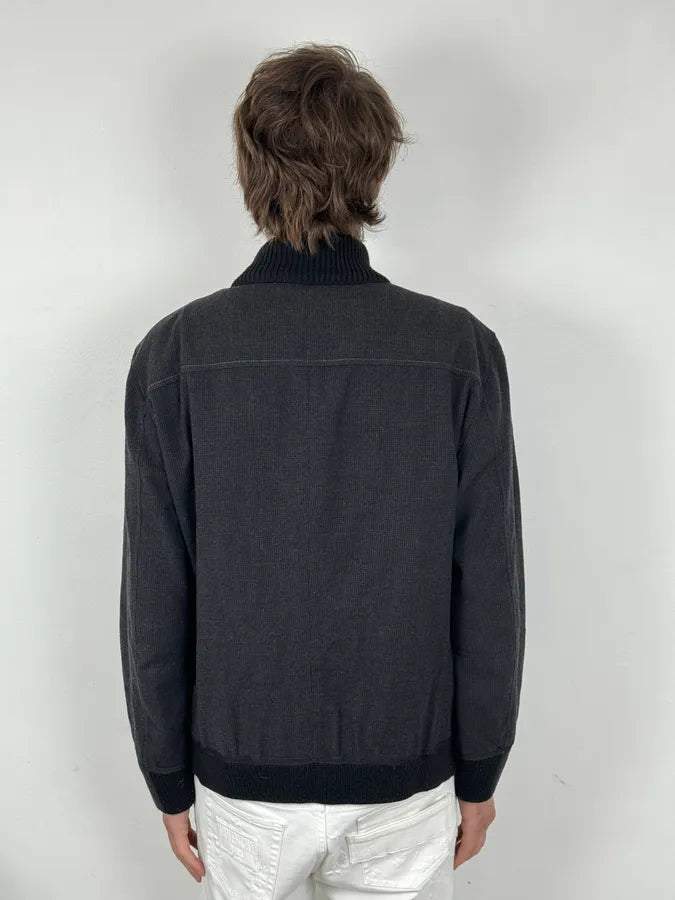 2000s Marithé + François Girbaud Grey Ribbed Wool Bomber Jacket dDaxyKo 2