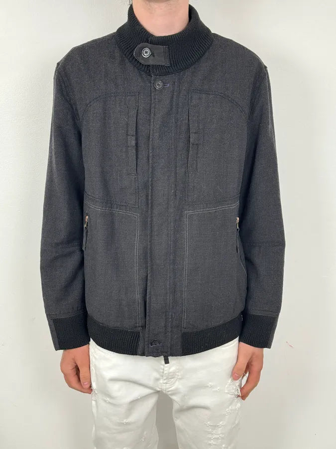 2000s Marithé + François Girbaud Grey Ribbed Wool Bomber Jacket dDaxyKo 1