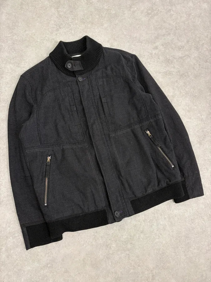 2000s Marithé + François Girbaud Grey Ribbed Wool Bomber Jacket dDaxyKo 3