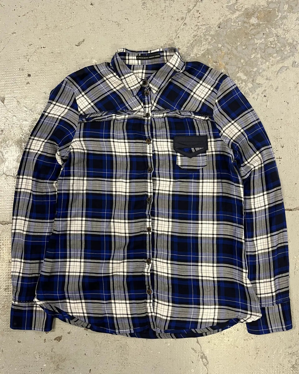 2000s Marithé + François Girbaud Checkered Navy & White Shirt (S/M) QzAqftP 0
