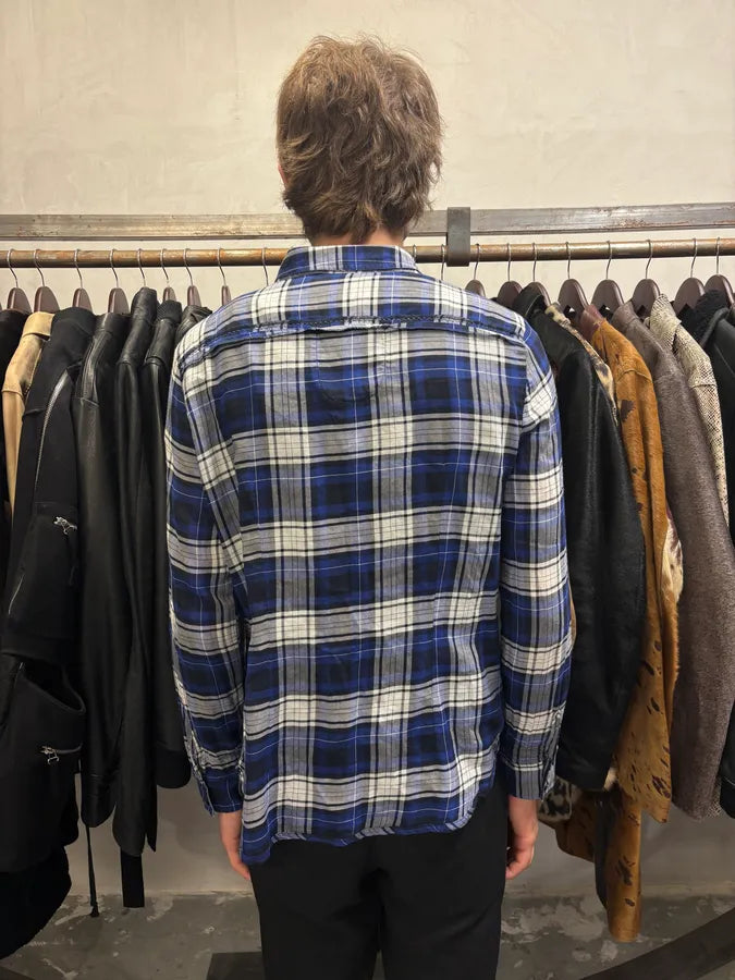 2000s Marithé + François Girbaud Checkered Navy & White Shirt (S/M) QzAqftP 2