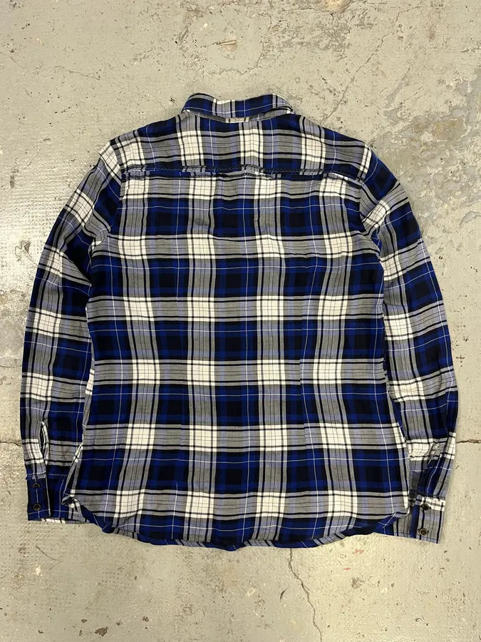 2000s Marithé + François Girbaud Checkered Navy & White Shirt (S/M) QzAqftP 6