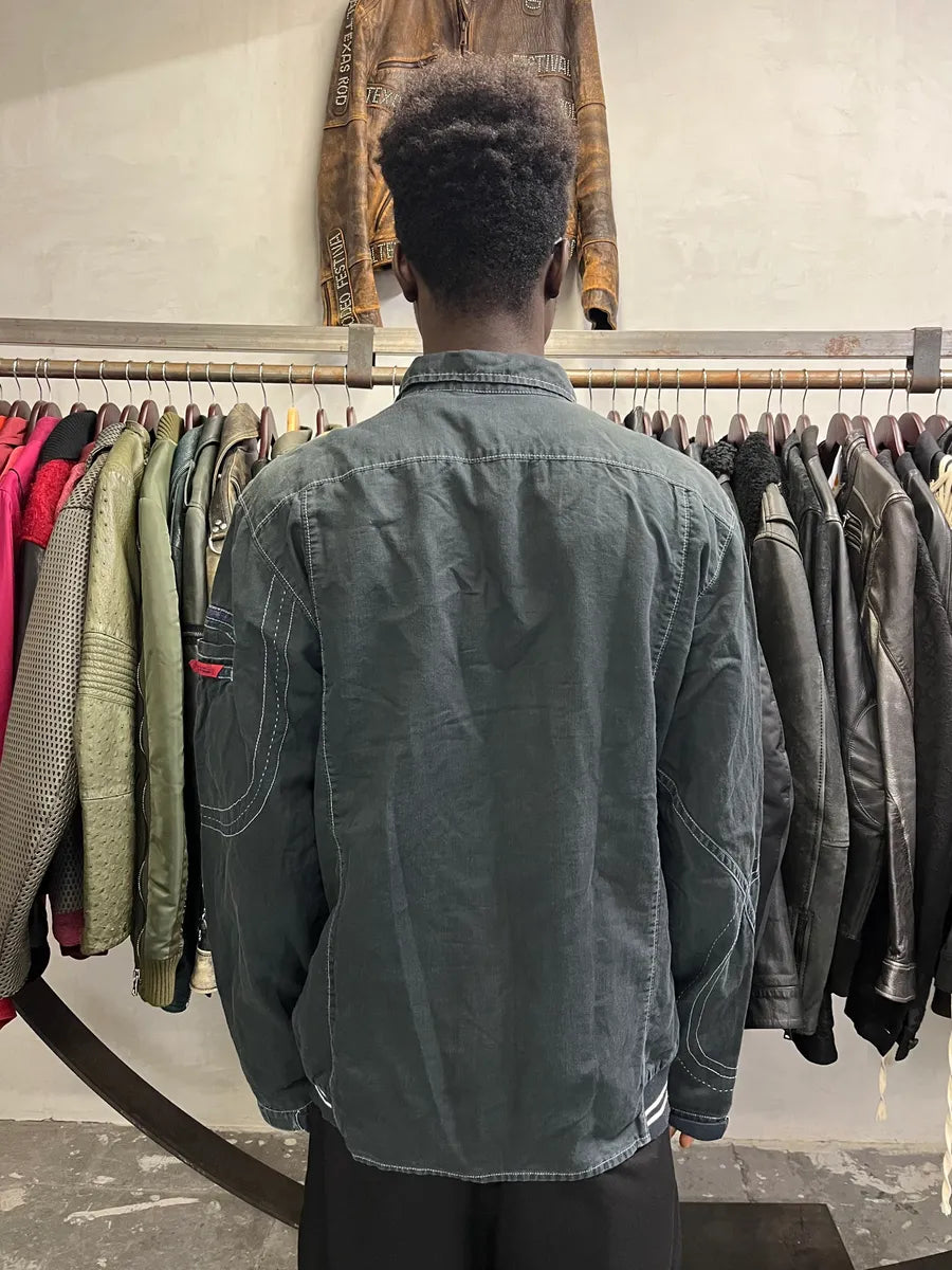 2000s Marithé + François Girbaud Contemporary Abstract Black Faded Shirt Jacket iUWwvby 2