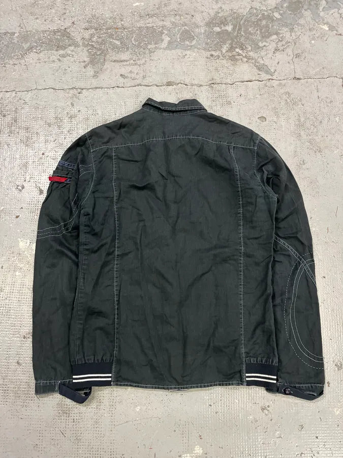 2000s Marithé + François Girbaud Contemporary Abstract Black Faded Shirt Jacket iUWwvby 7