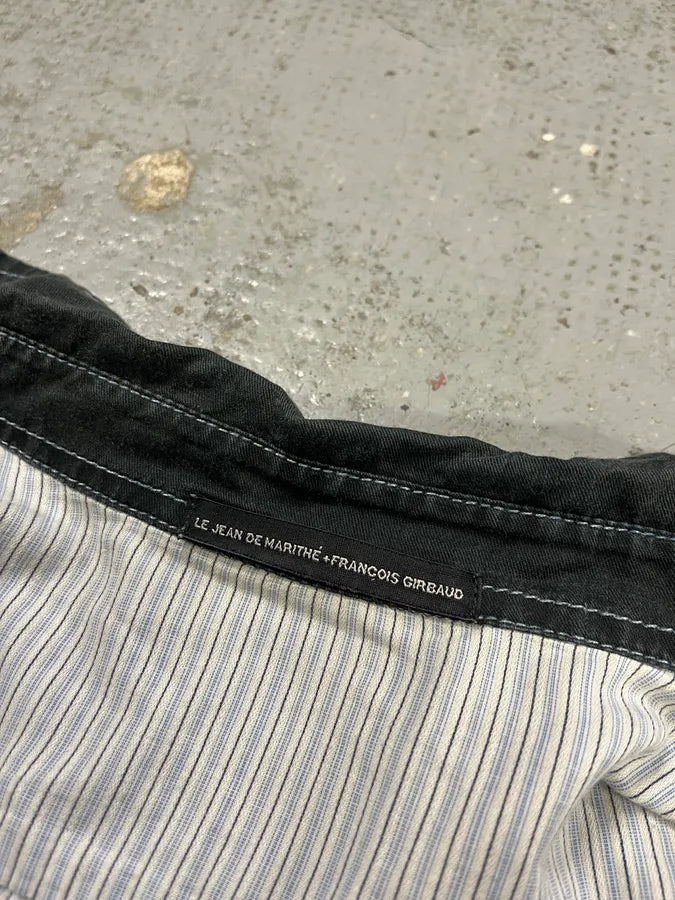 2000s Marithé + François Girbaud Contemporary Abstract Black Faded Shirt Jacket iUWwvby 8