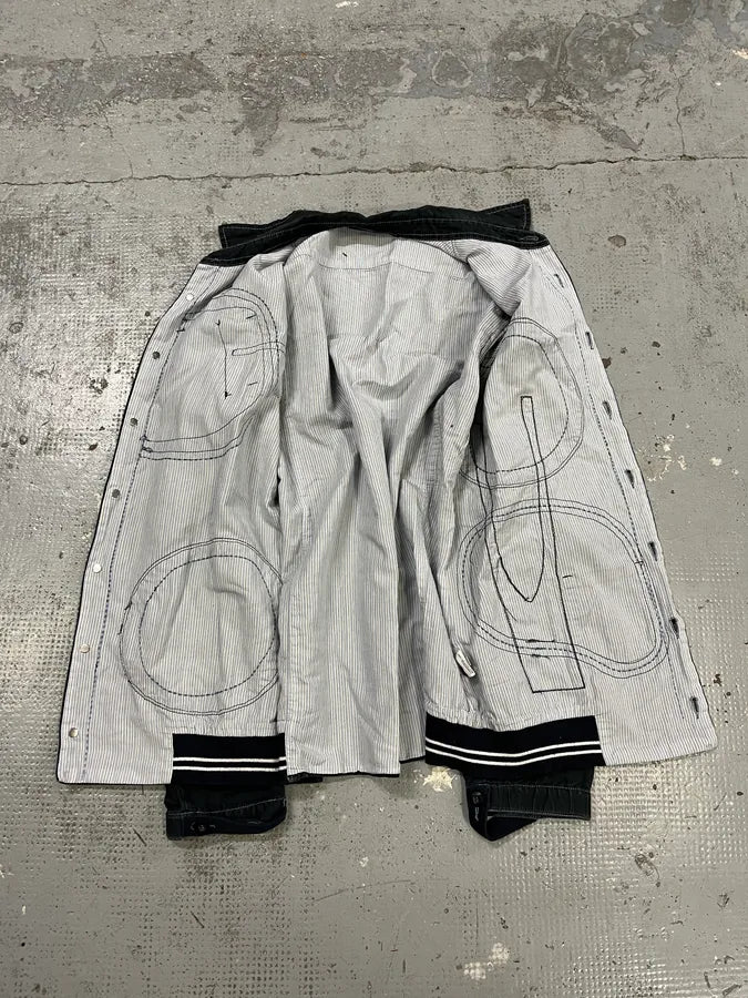 2000s Marithé + François Girbaud Contemporary Abstract Black Faded Shirt Jacket iUWwvby 9