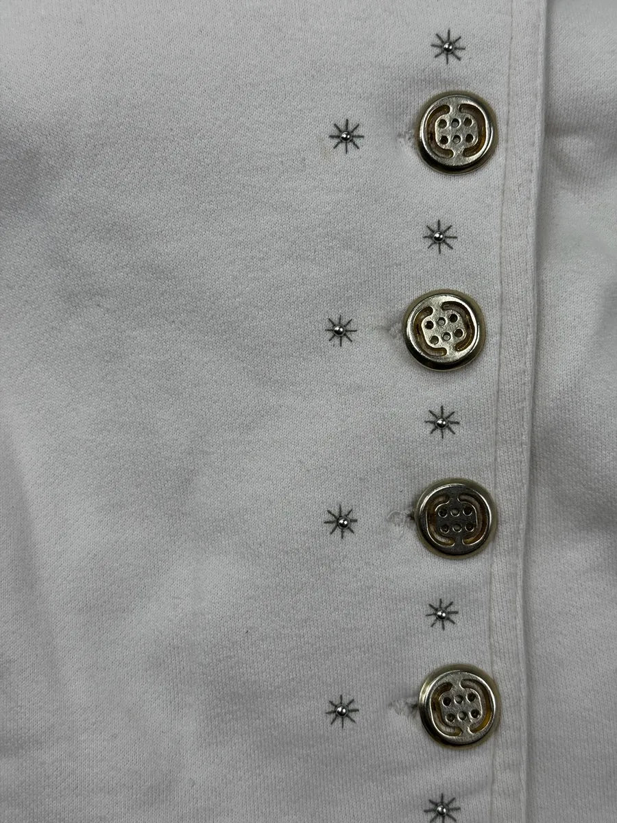 2000s Marithé + François Girbaud Cream Asymmetrical Buttoned Cardigan Jacket TDhZPDl 9